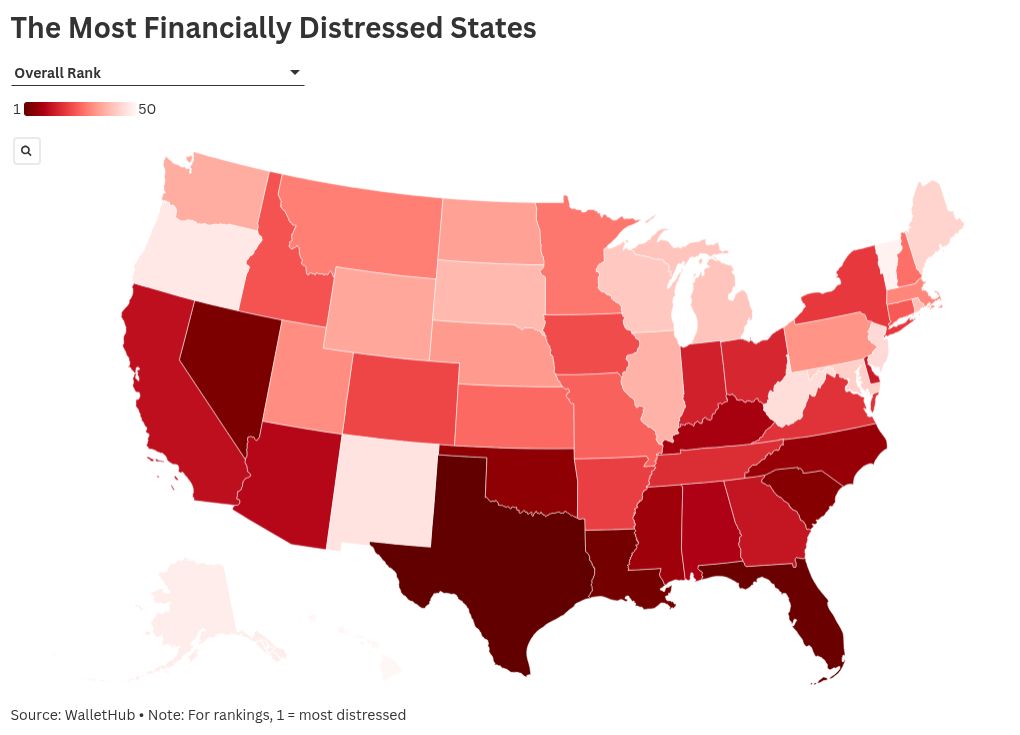 Map Shows Which States Are Most ‘Financially Distressed’ Newsweek