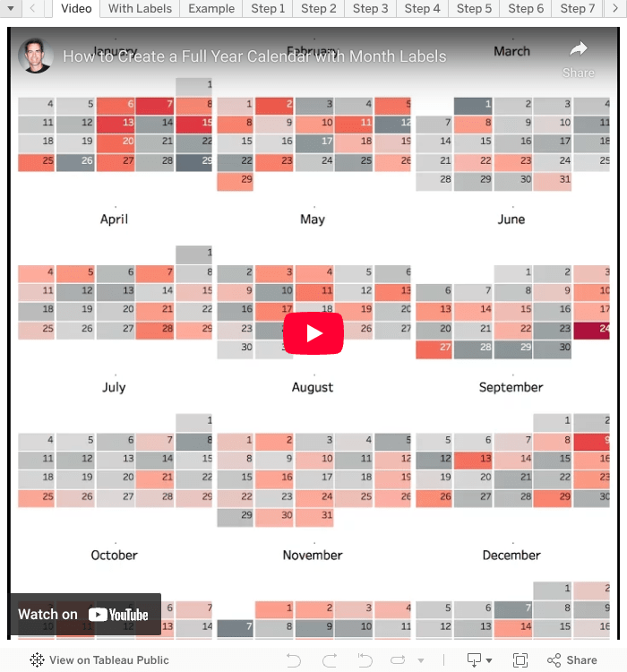 Tableau Tip Tuesday How to Create a Full Year Heatmap Calendar with