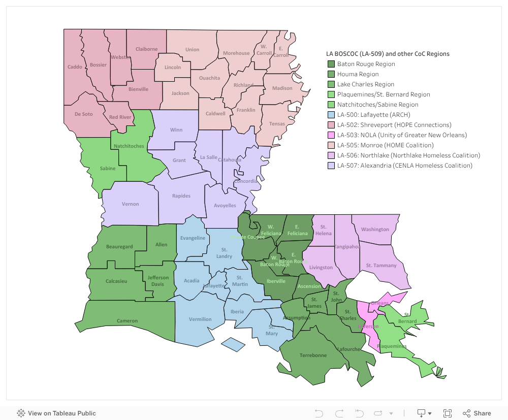 Balance Of State Map Housing and Services — Louisiana Balance of State Continuum of Care