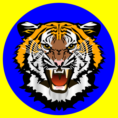 Harimau Biru Stiker Kuning Vektor Gambar Domain Publik Vektor