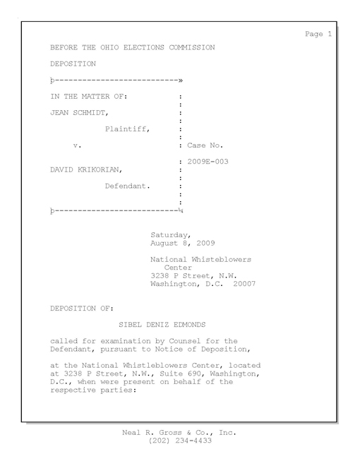 Sibel Edmonds' Testimony to Ohio Elections Commission Public Intelligence