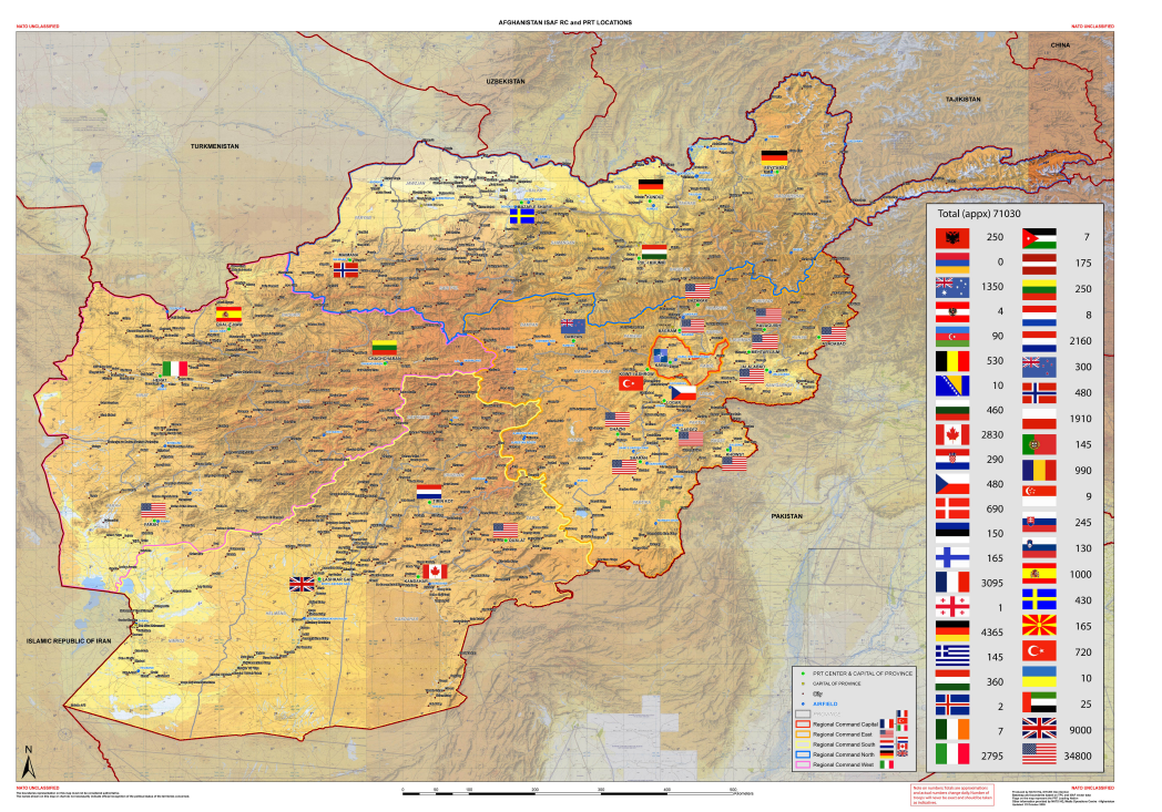 ISAF Afghanistan RC & PRT Locations October 2009 Public Intelligence