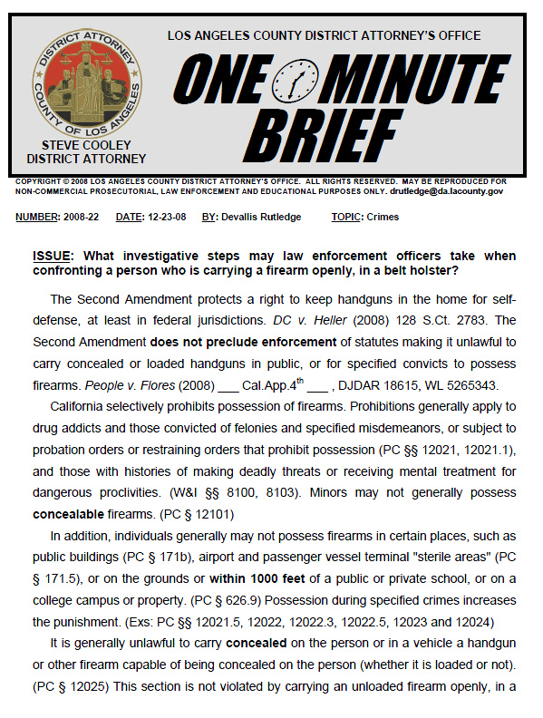 California Open Carry Law Enforcement Training Bulletins Public