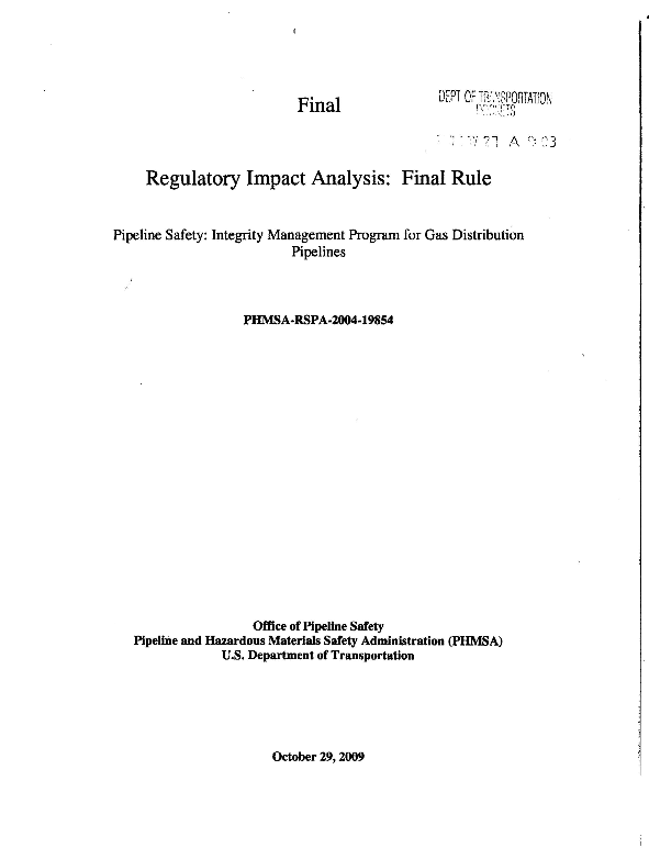 Pipeline and Hazardous Materials Safety Administration (PHMSA) Gas