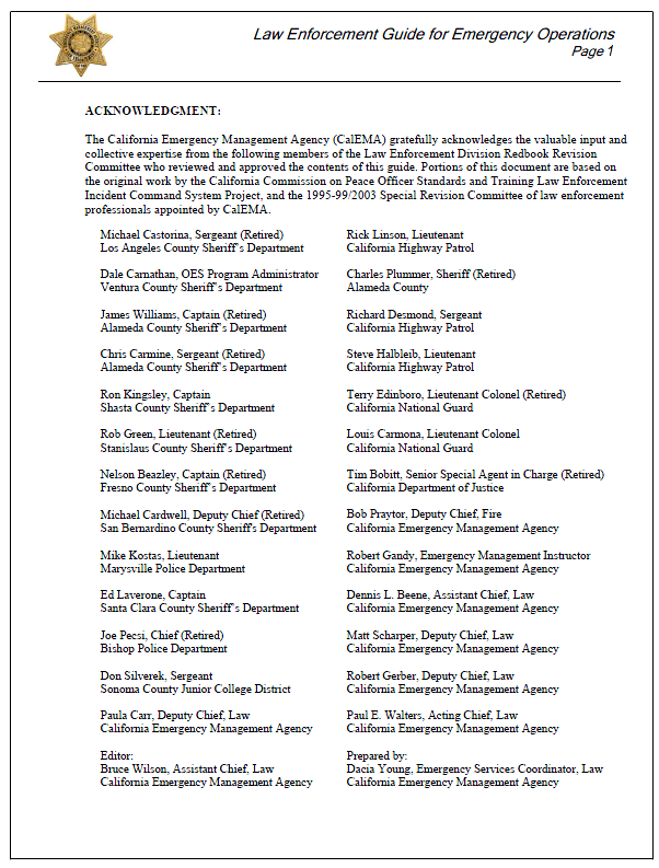 California Redbook Law Enforcement Guide for Emergency Operations