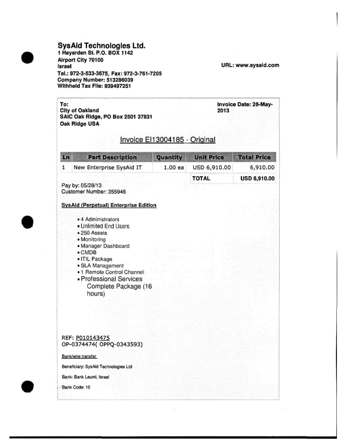 Oakland Domain Awareness Center Purchasing Invoices March-July 2013 | Public Intelligence