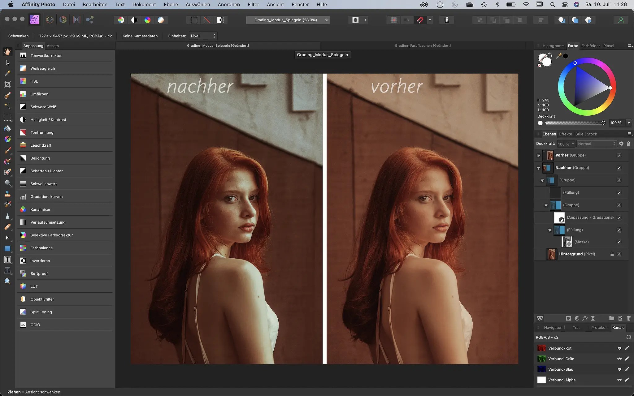 Affinity Photo mit Farbflächen und Füllmethoden
