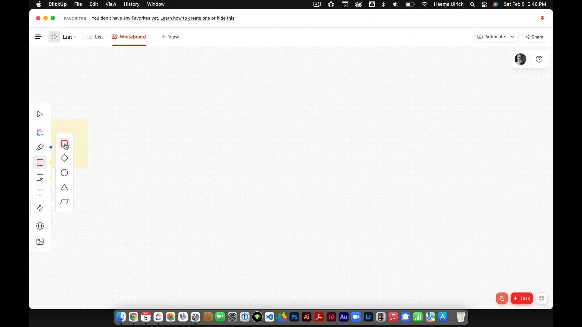 ClickUp Whiteboard Neue Objekte einfacher einfügen (Update