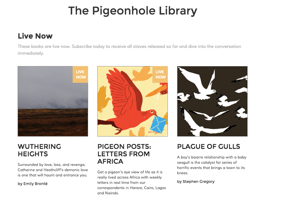 Pigeonhole Offers Subscriptions for Serialized Ebooks