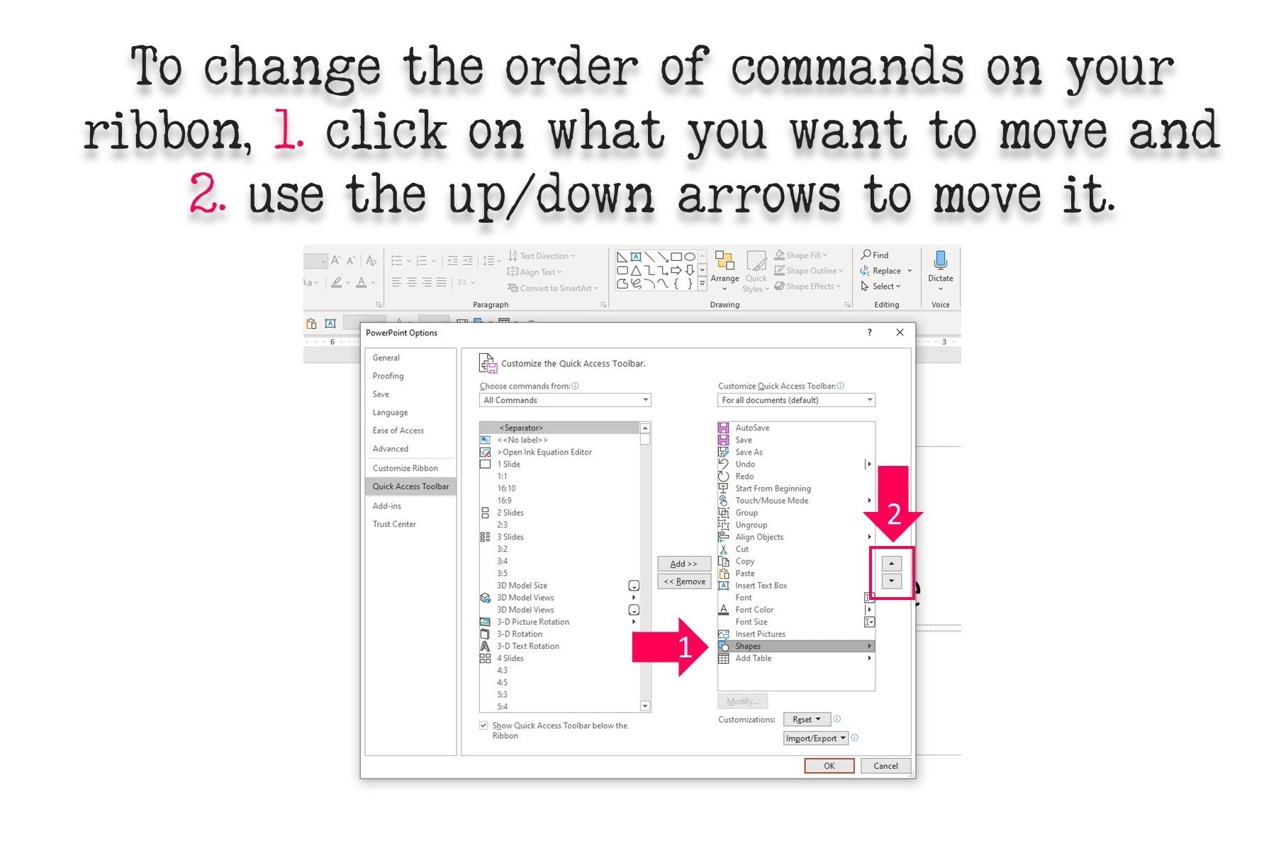 How to Customize the Quick Access Toolbar in PowerPoint shortcuts for