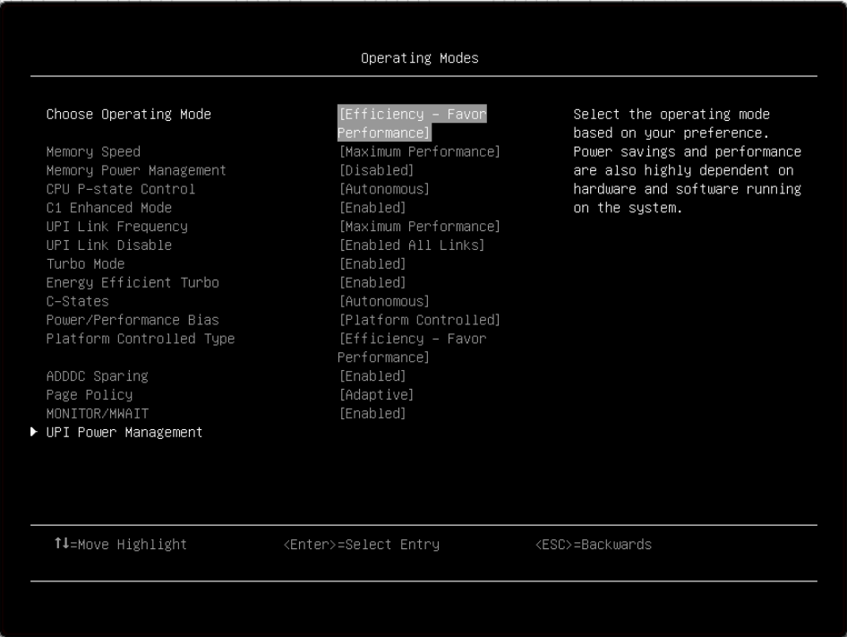 Operating Modes | UEFI_XEON_3RD | Lenovo Docs