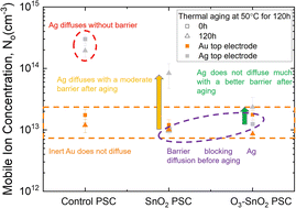 Barrier layer design reduces top electrode ion migration in perovskite