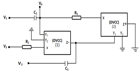 Figure 3. Circuit diagram of the multifunction biquadratic filter