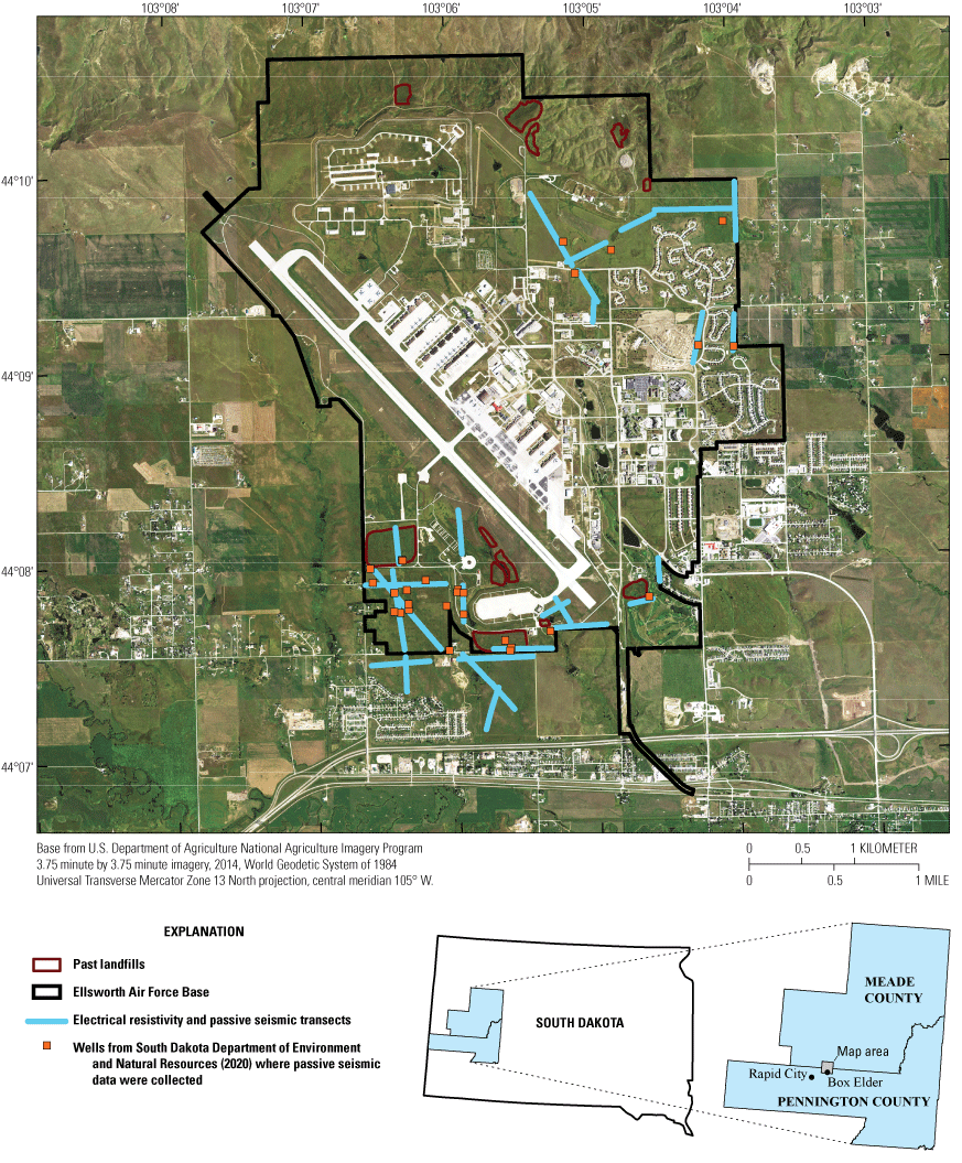 Delineating the Pierre Shale from geophysical surveys within and near Ellsworth Air Force Base