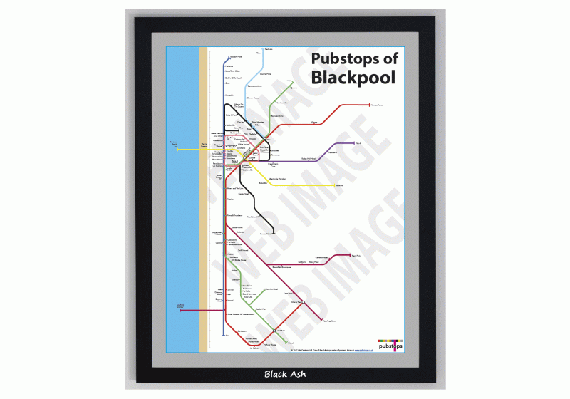 Pubstops of Blackpool Framed Poster The Original Pub Maps Pubstops