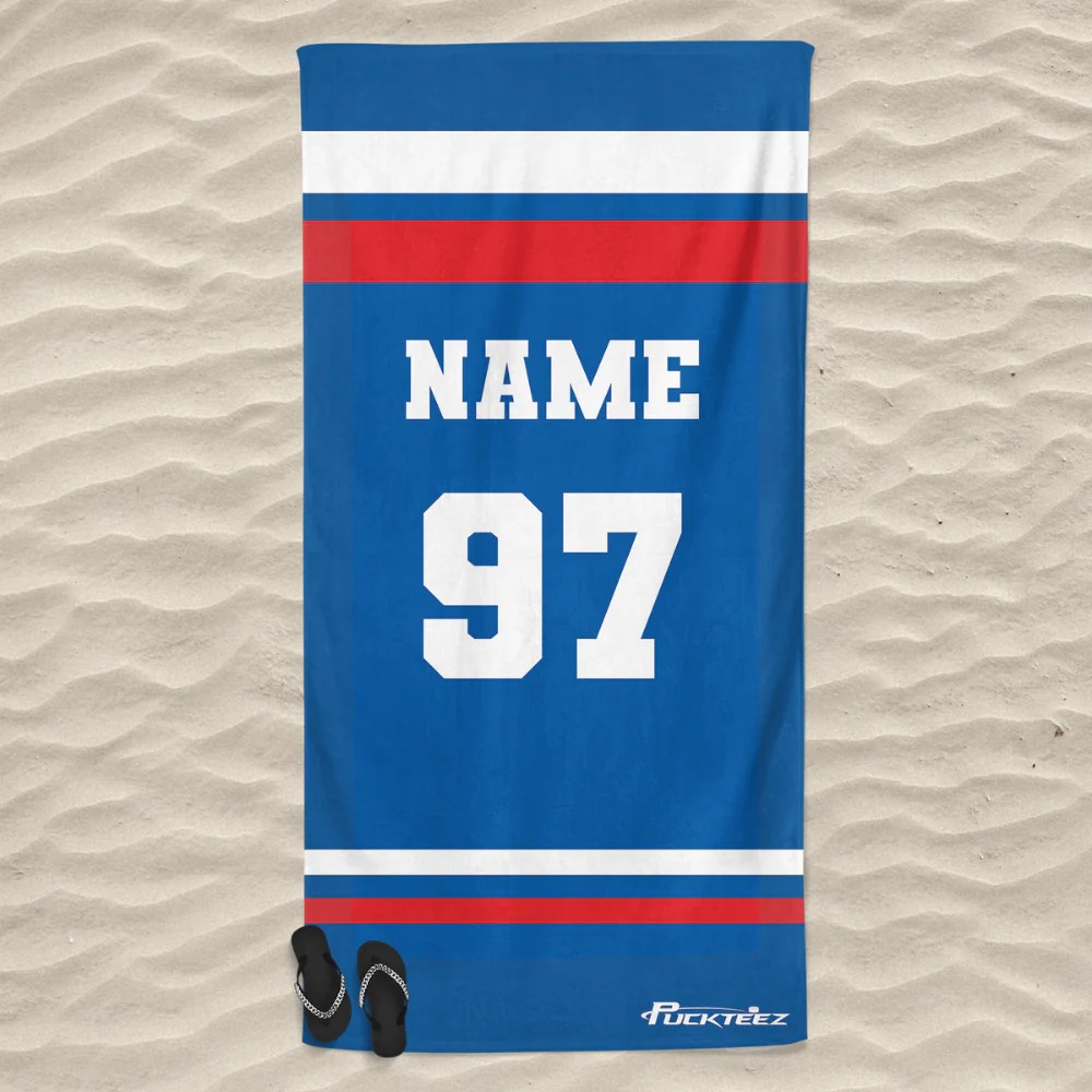 Personalized Hockey Team Beach Towel Puck Teez