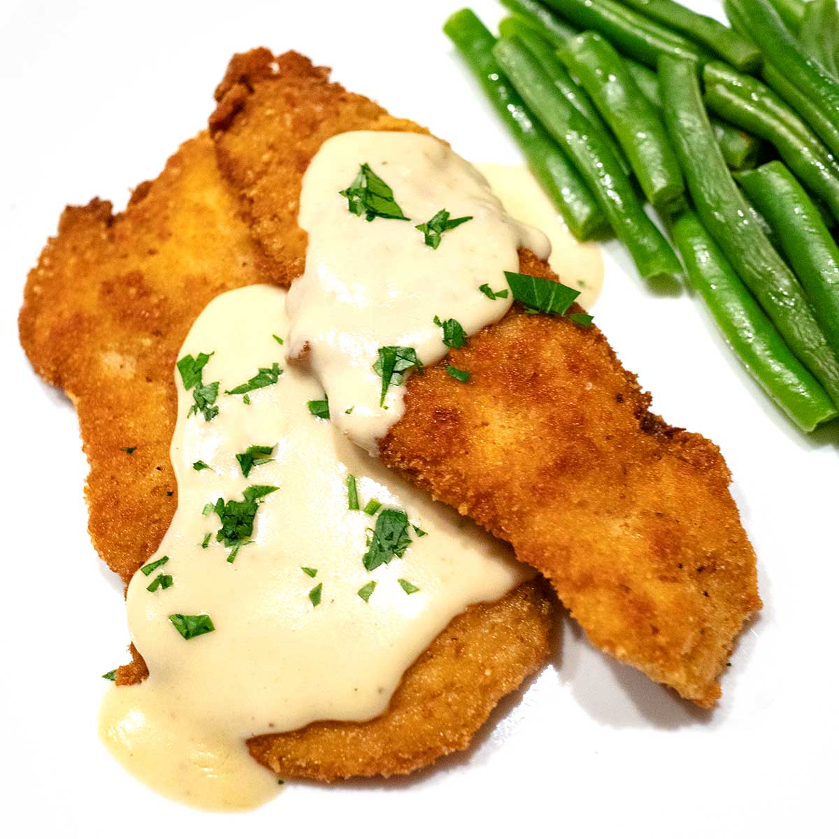 Chicken Schnitzel with Mustard Cream Sauce Pudge Factor