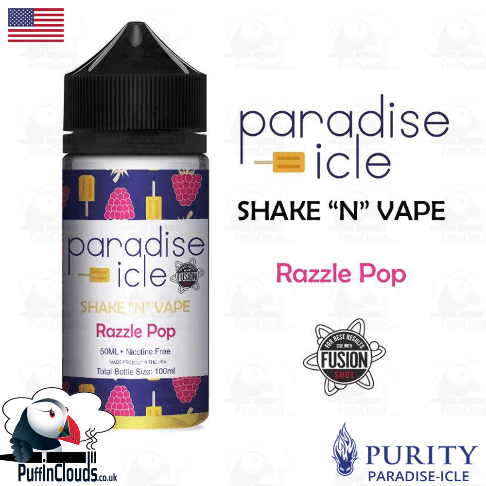 ParadiseIcle Razzle Pop Shake n Vape ELiquid (50ml 0mg) Puffin