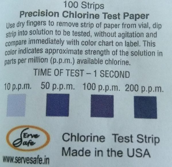 Chlorine Test Strips to check strenght of Sanitizers Puja Engineering