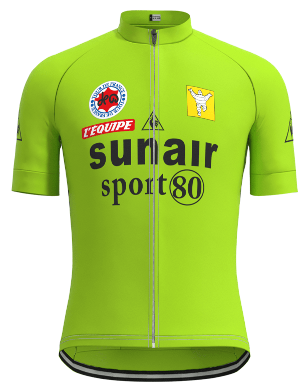Tour de France 1981 green cycling jersey Freddy Maertens Pulling Turns