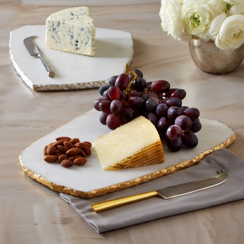White Marble Cheese Plate with Knife Pulp Design Studios