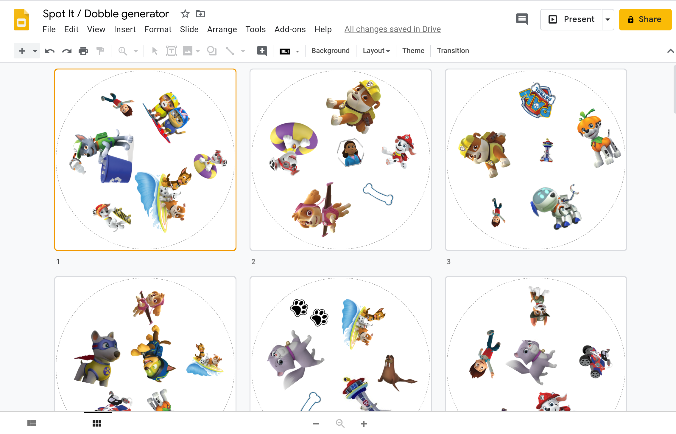 Make your own Dobble / Spot It game with Google Slides and Apps Script