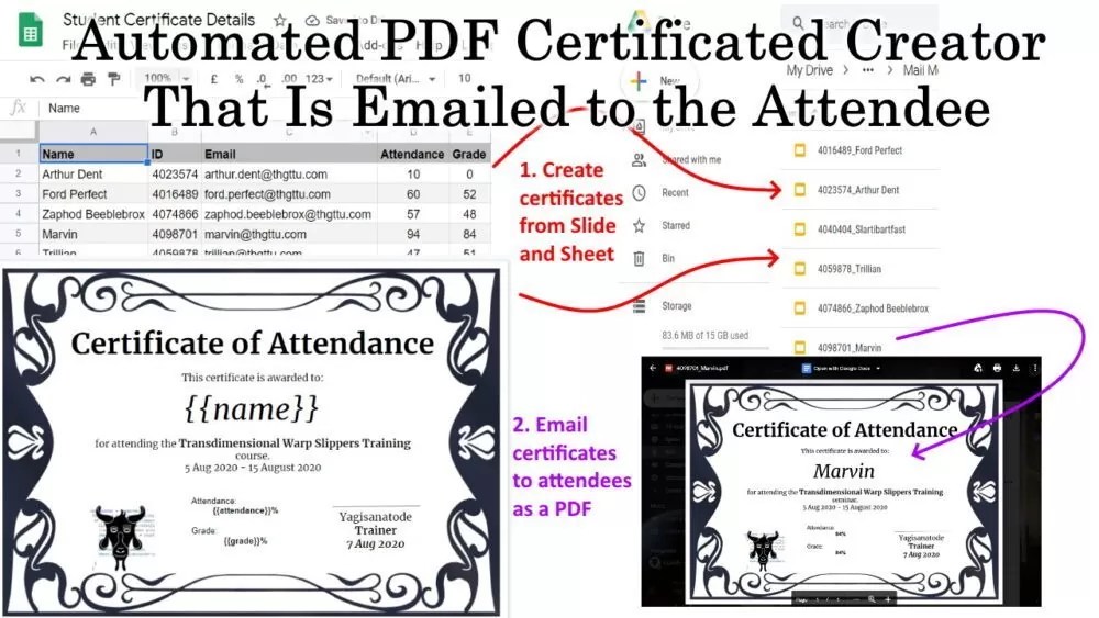 Google Apps Script Automated PDF Certificate Creator That