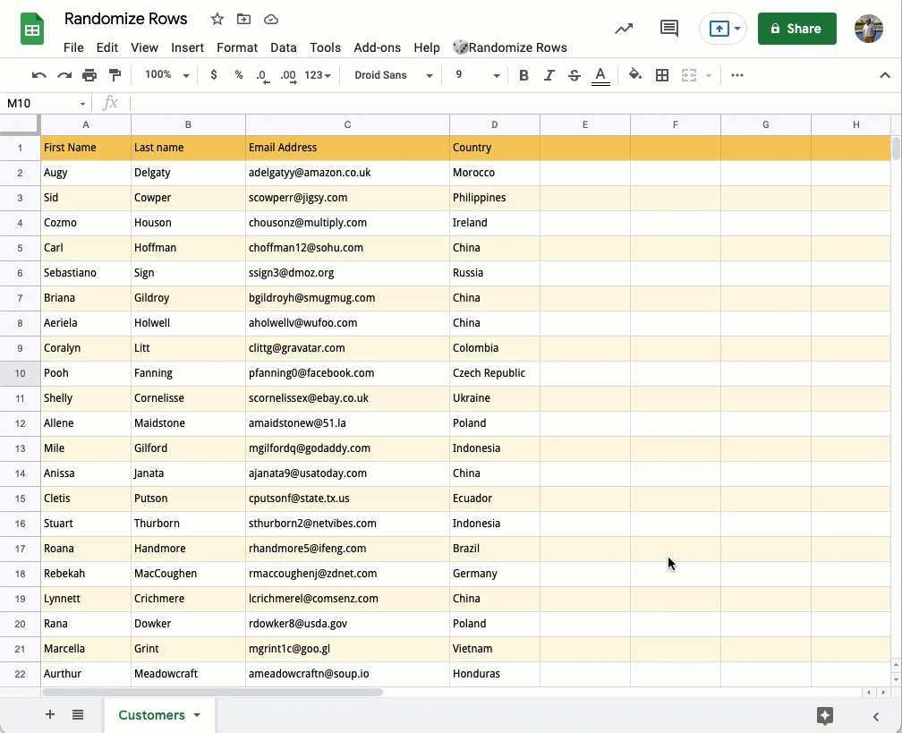 Sort by Random How to Randomize the Order of Rows in Google Sheets