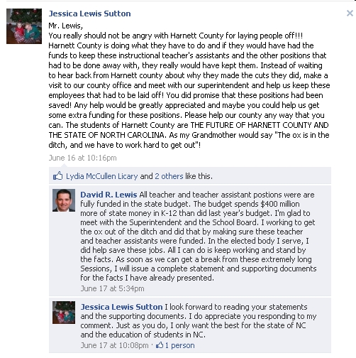 Facebook "friends" get feisty as legislator defends budget choices