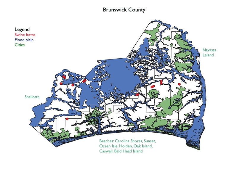 In Bladen, Brunswick, Columbus and Craven counties, scores of swine
