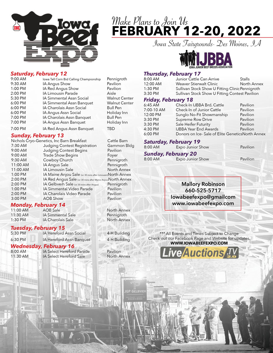Iowa Beef Expo Tentative Schedule The Pulse