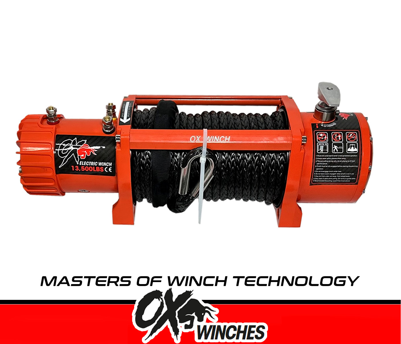 Ox Winches HEAVY DUTY 12v 13500lbs Synthetic Rope Recovery Truck