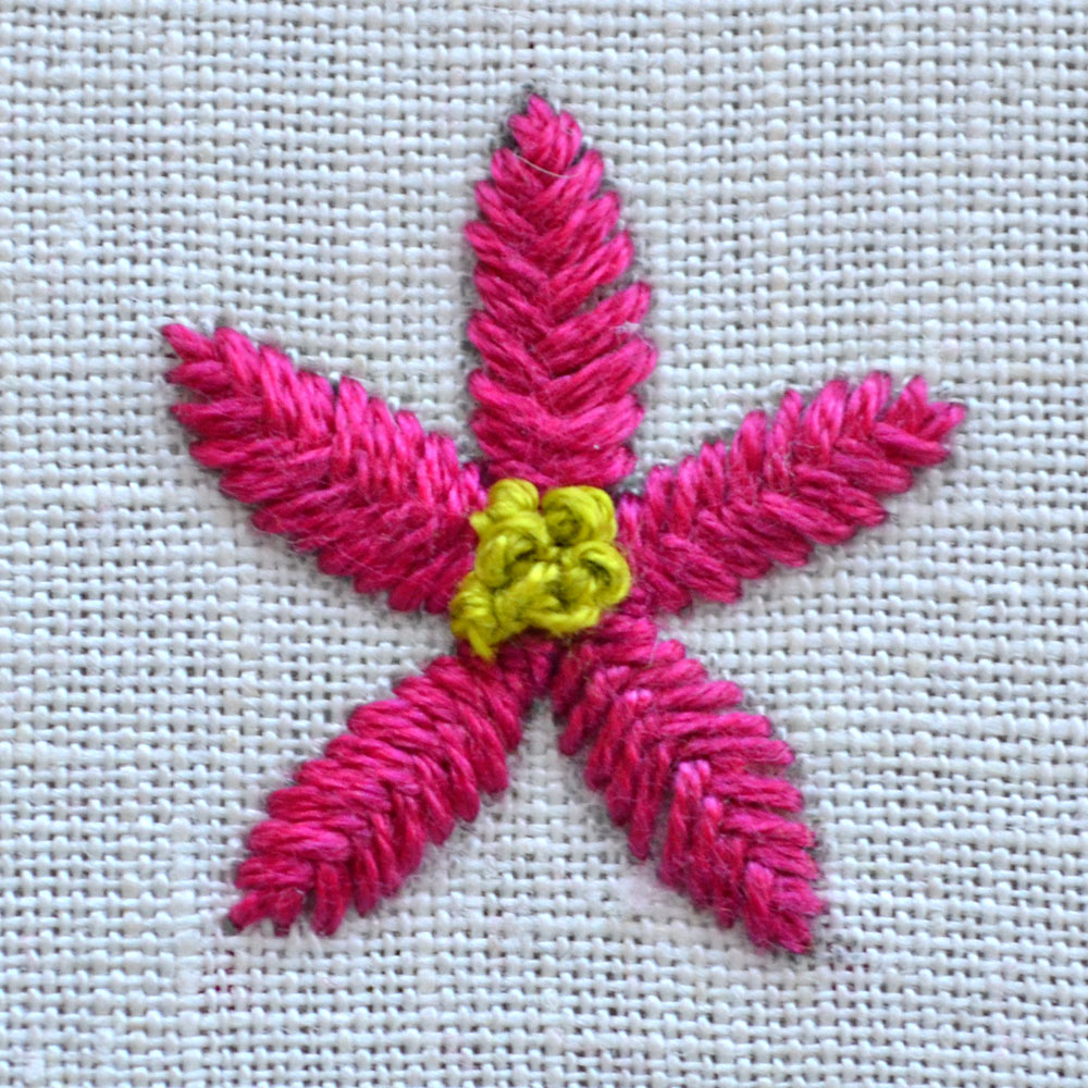 fishbone stitch flower embroidery tutorial