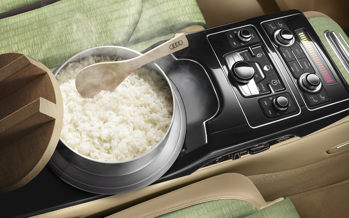 Audi Japan Funny April Fools' Day edition A8 featuring a rice cooker