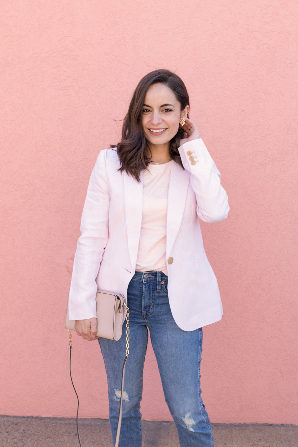 This Pink Blazer is the Epitome of Spring Pumps & Push Ups