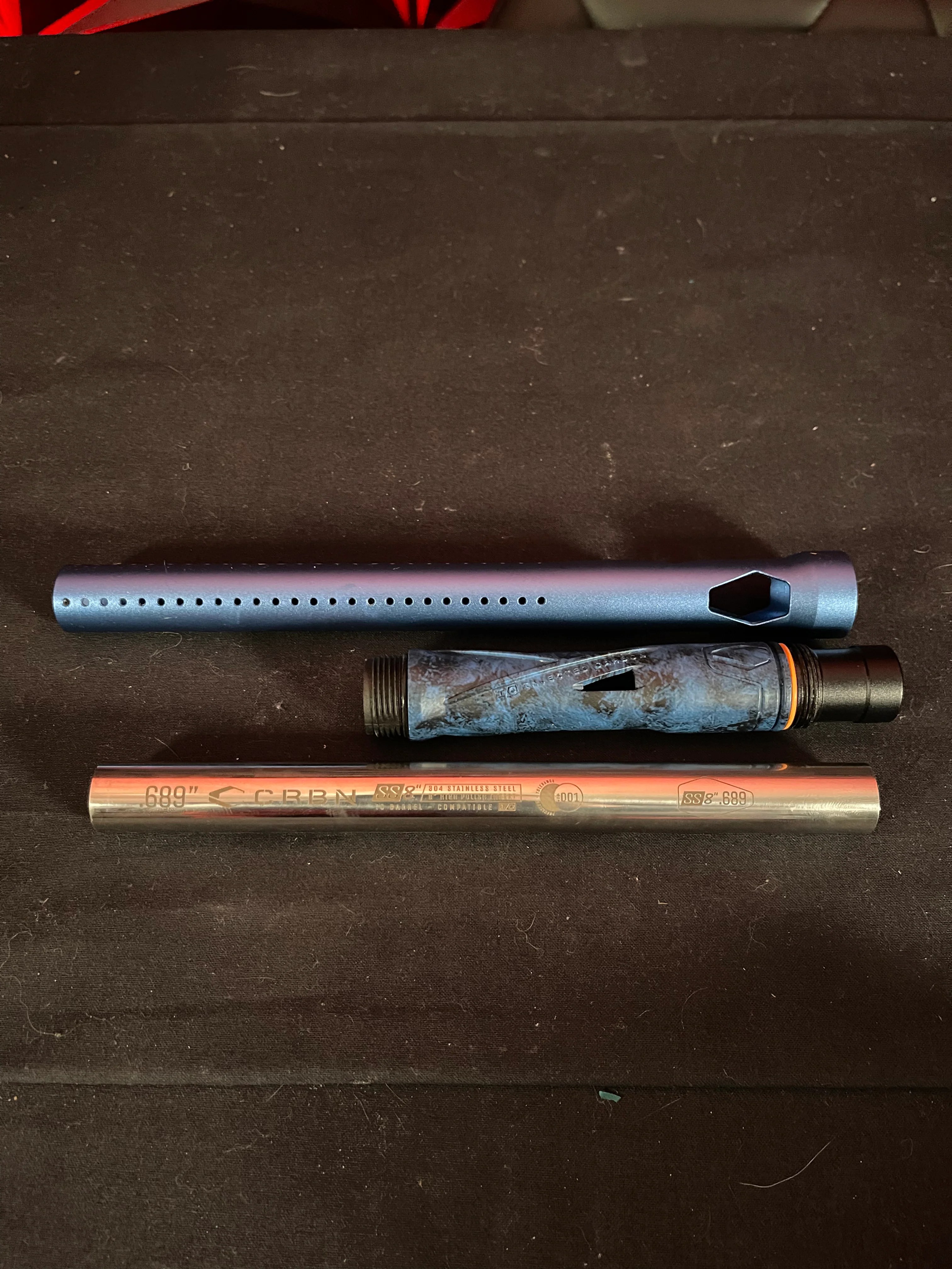 Used Carbon IC Paintball Barrel AC Thread Blue Punishers Paintball