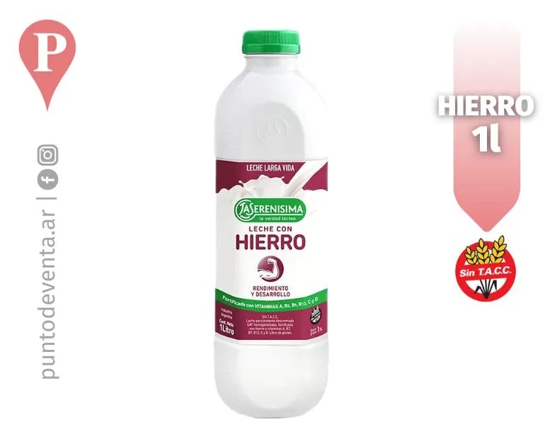 Leche Larga Vida Serenisima Hierro Bot Lt Punto de Venta