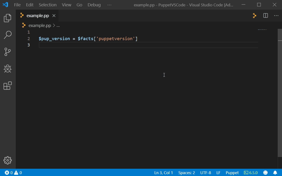 Puppet Development Kit Puppet VSCode Extension