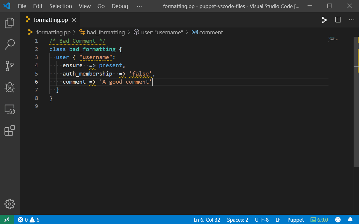 Formatting Puppet VSCode Extension
