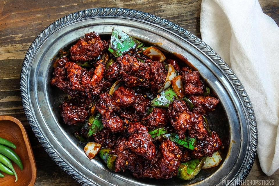 Chilli Chicken Pups with Chopsticks