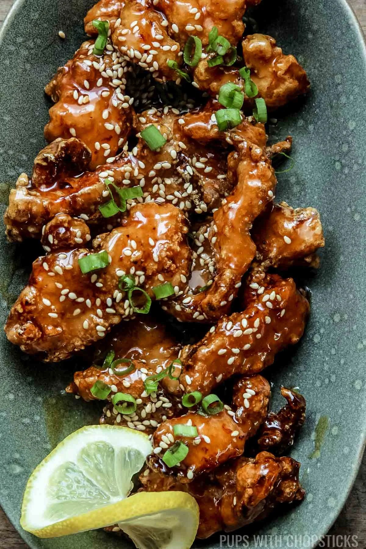 Easy Chinese Lemon Chicken Pups with Chopsticks