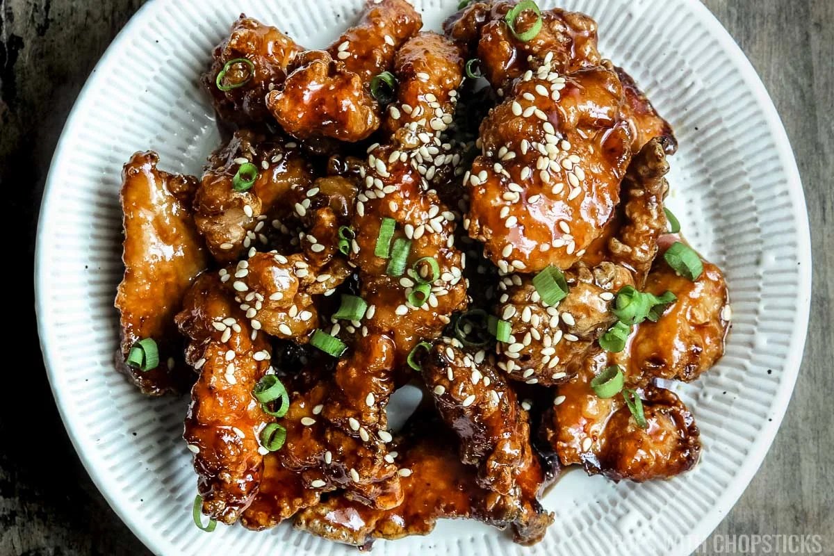 Easy Sesame Chicken Pups with Chopsticks