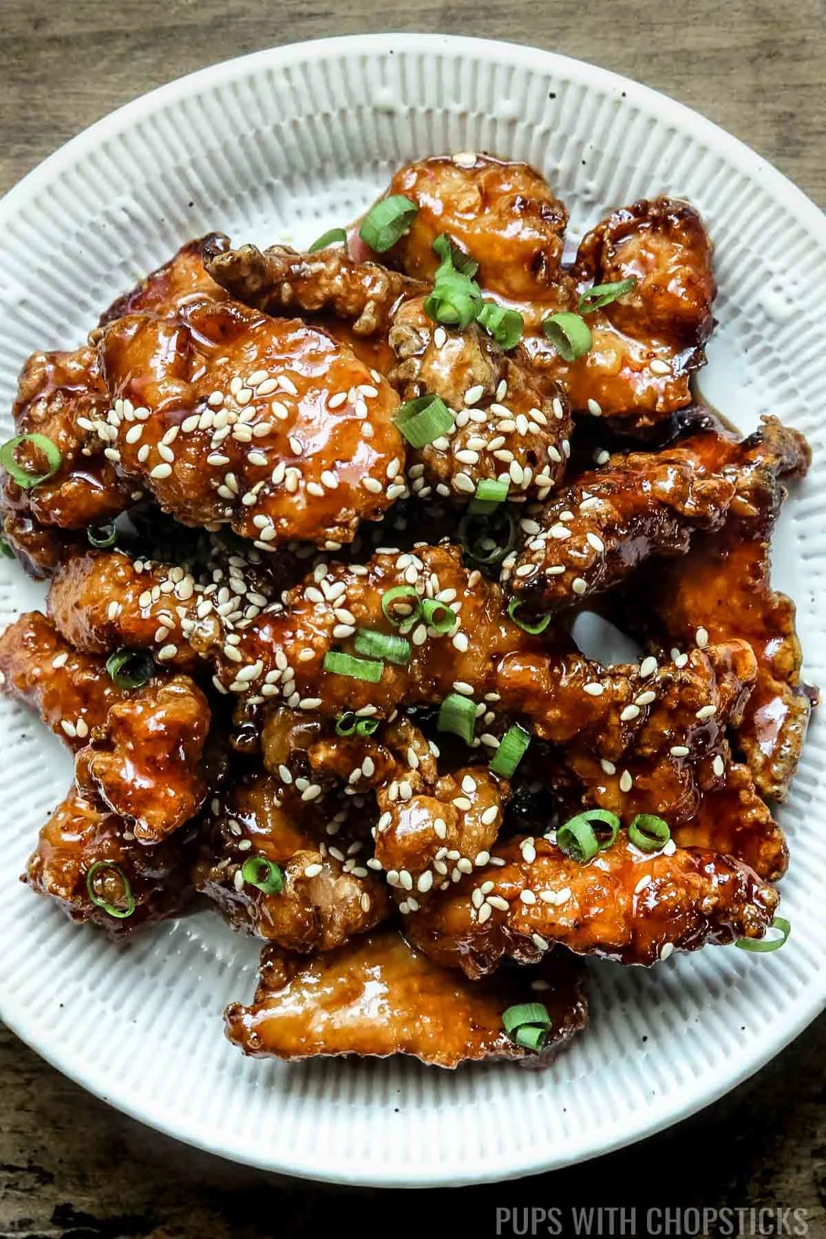 Easy Sesame Chicken Pups with Chopsticks