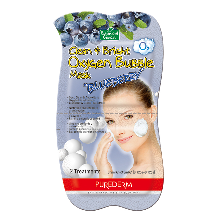 Clean & Bright Oxygen Bubble Mask "Blueberry"2 Treatments PUREDERM