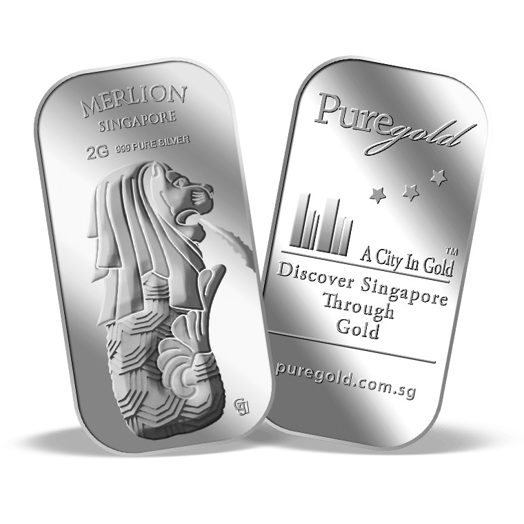 2g SG Merlion Fountain Silver Bar Buy Gold Silver in Singapore Buy