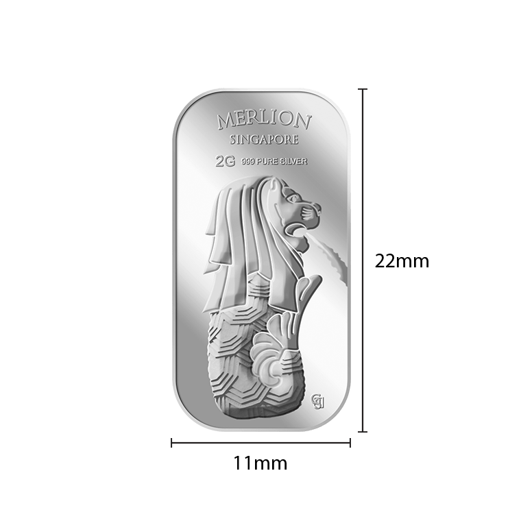 2g SG Merlion Fountain Silver Bar Buy Gold Silver in Singapore Buy