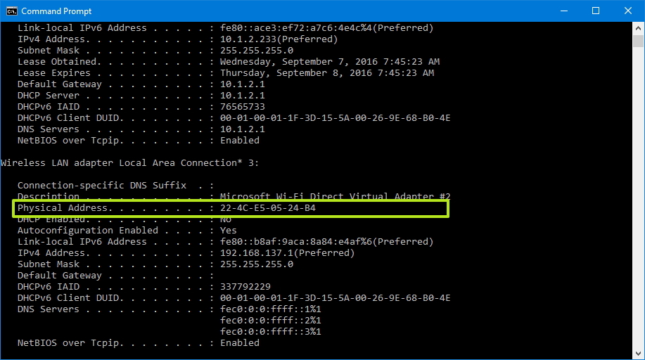 How to find the MAC address of your network adapter on Windows 10