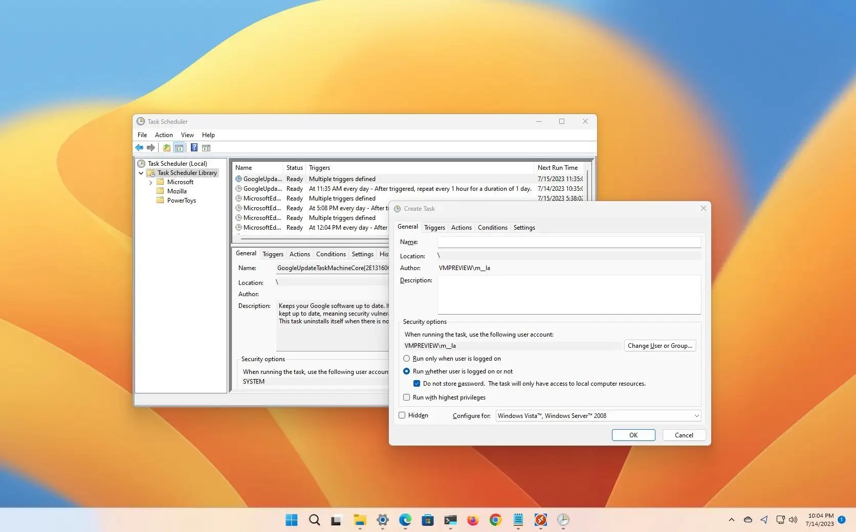 How to prevent command window from appearing on scheduled tasks on