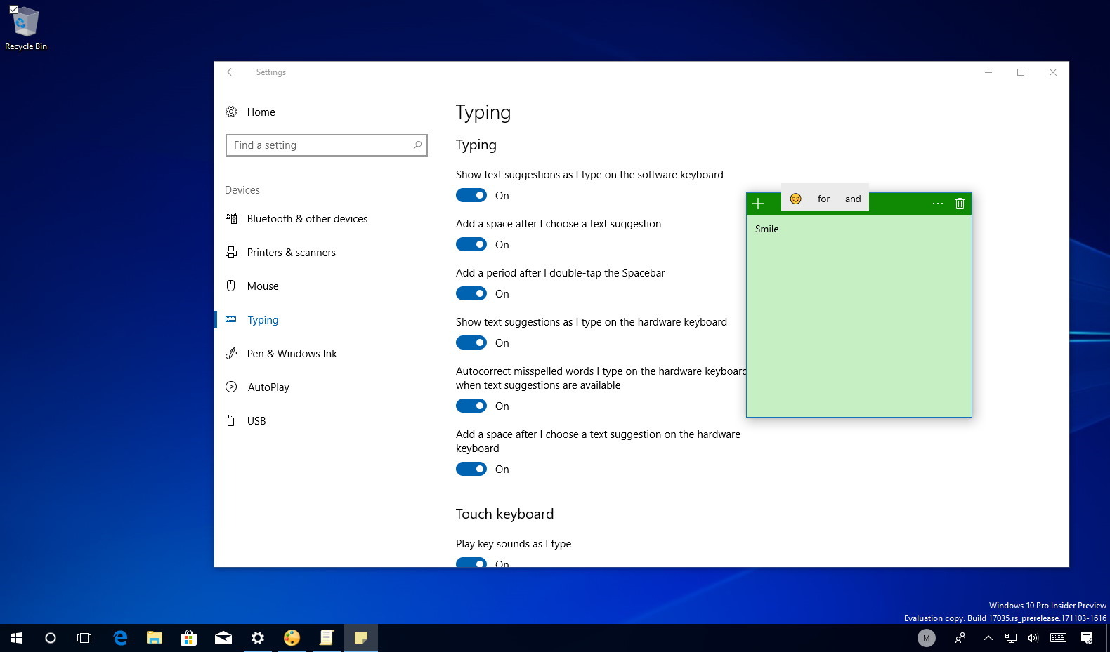 How to enable text suggestions with hardware keyboard on Windows 10