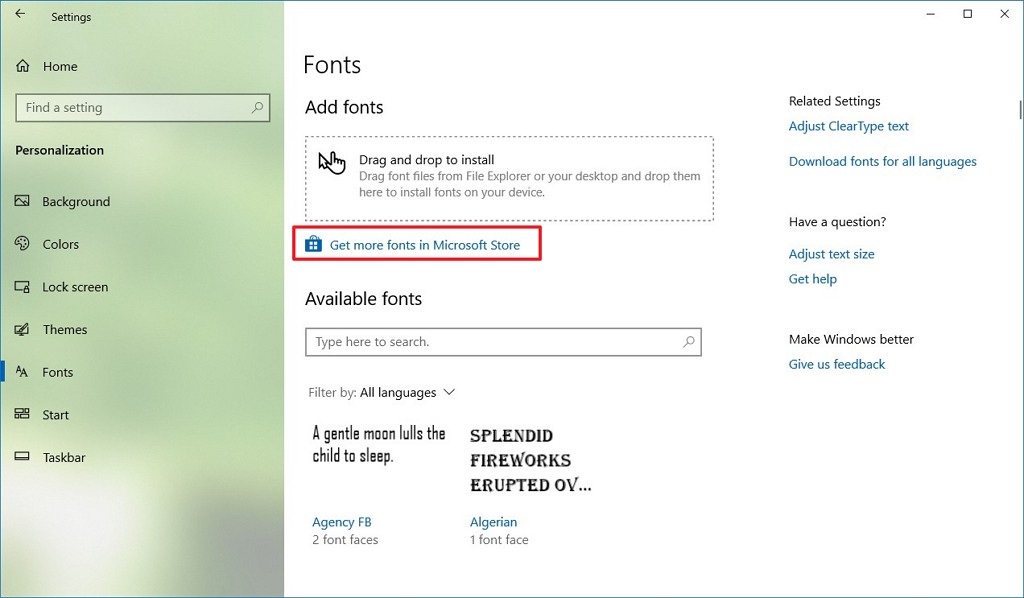 How to install a new font family on Windows 10 • Pureinfotech